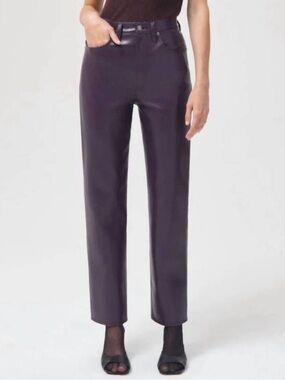 NEW Agolde Recycled Leather 90's Pinch Waist Pant in Night Shade Size 29 NWT